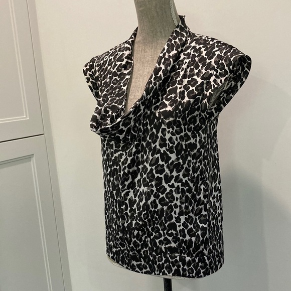 CALVIN Klein Leopard Print Cowl Neck Sleeveless Blouse - Picture 7 of 14